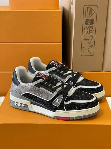 Louis Vuitton Trainer Crystal – Black Grey